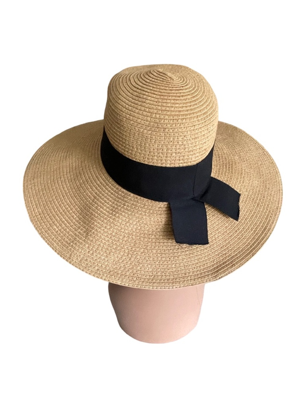 Nordstrom Wide Brim Straw Sun Hat with Black Ribbon Band - Picture 9 of 12